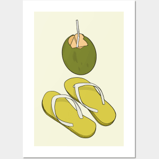 Slippers and coconut water Posters and Art